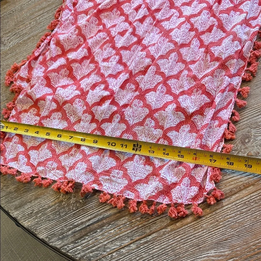 Roberta Roller Rabbit Pink Red and White Patterned 76” long Scarf with Tassels